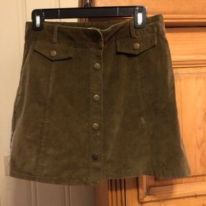 Olive Green Corduroy Skirt